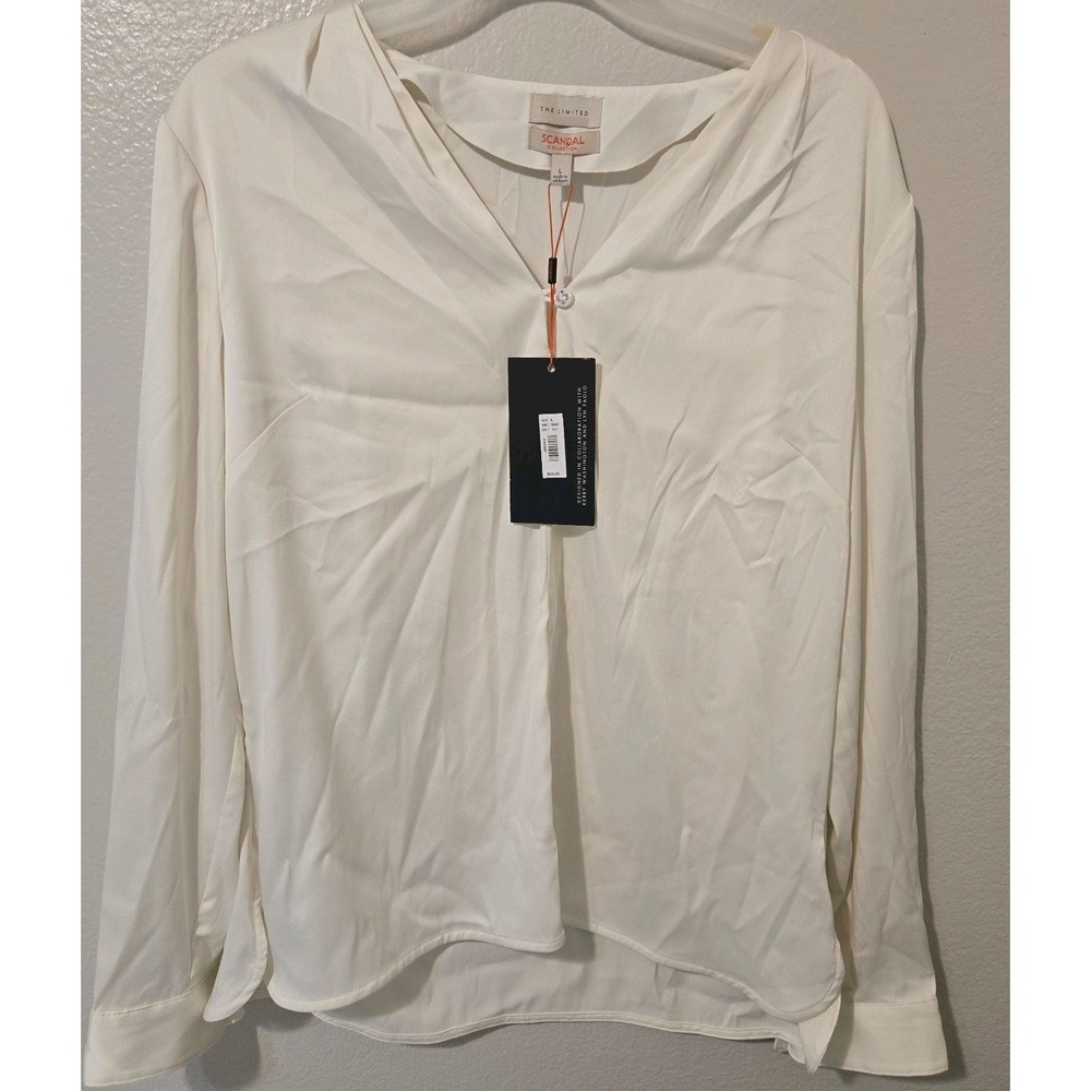 The Limited Scandal Collection Long Sleeve  Blouse Size Large Cream Color NWT